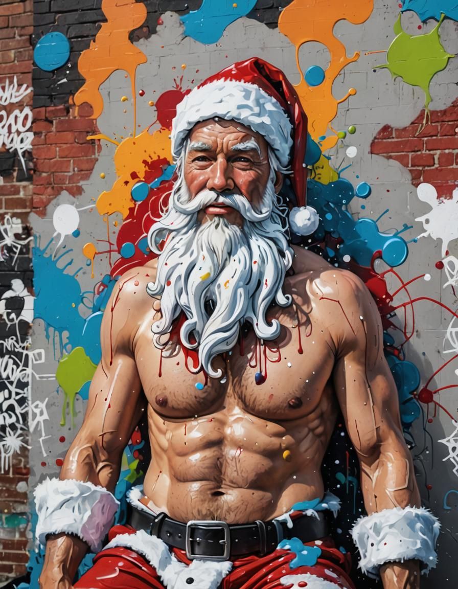 A shirtless very handsome and Sext version of Santa Clause a...