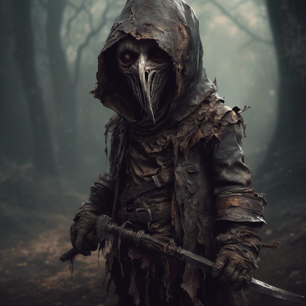 Dark Fantasy Gnome Assassin in Macabre Style