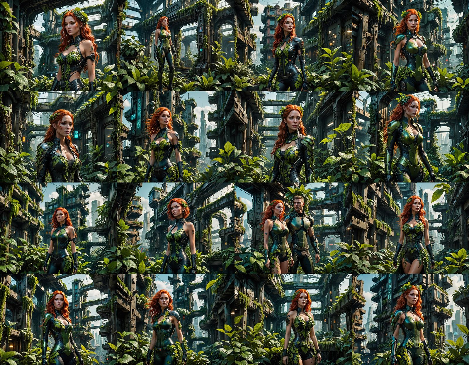 Futuristic Cyberpunk Poison Ivy in Abandoned City