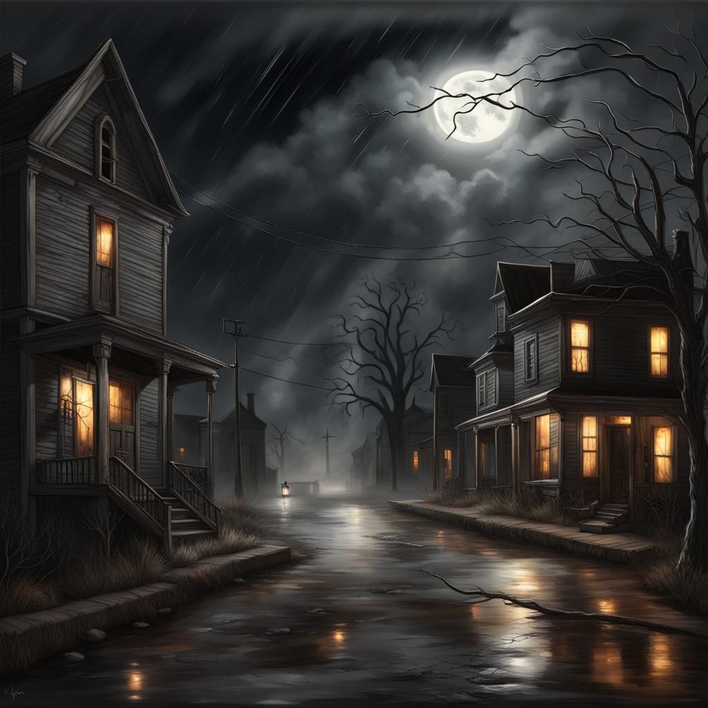 Haunted Town: Realistic Horror Under Lightning