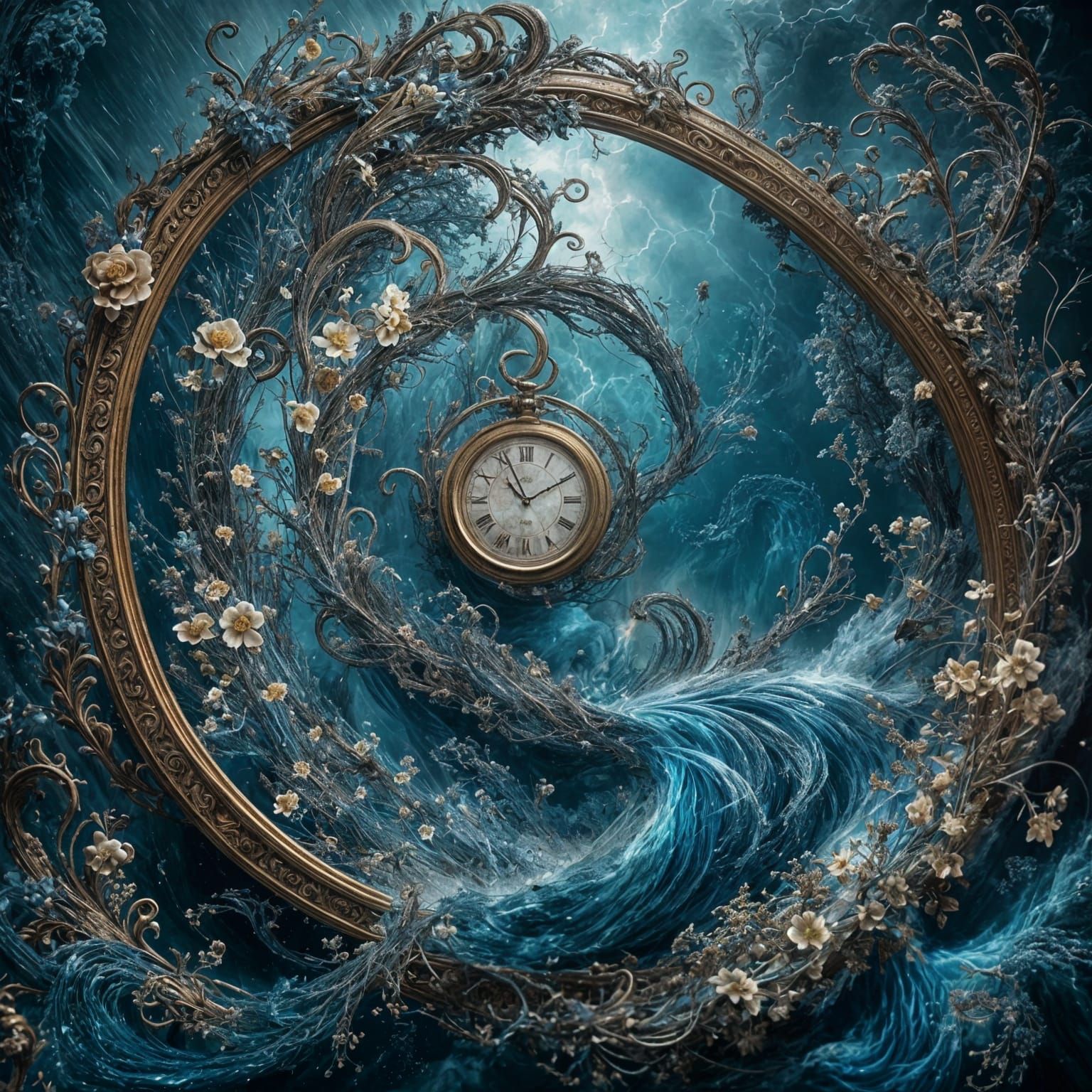 Time as a Cascading Storm in Monochromatic Blue