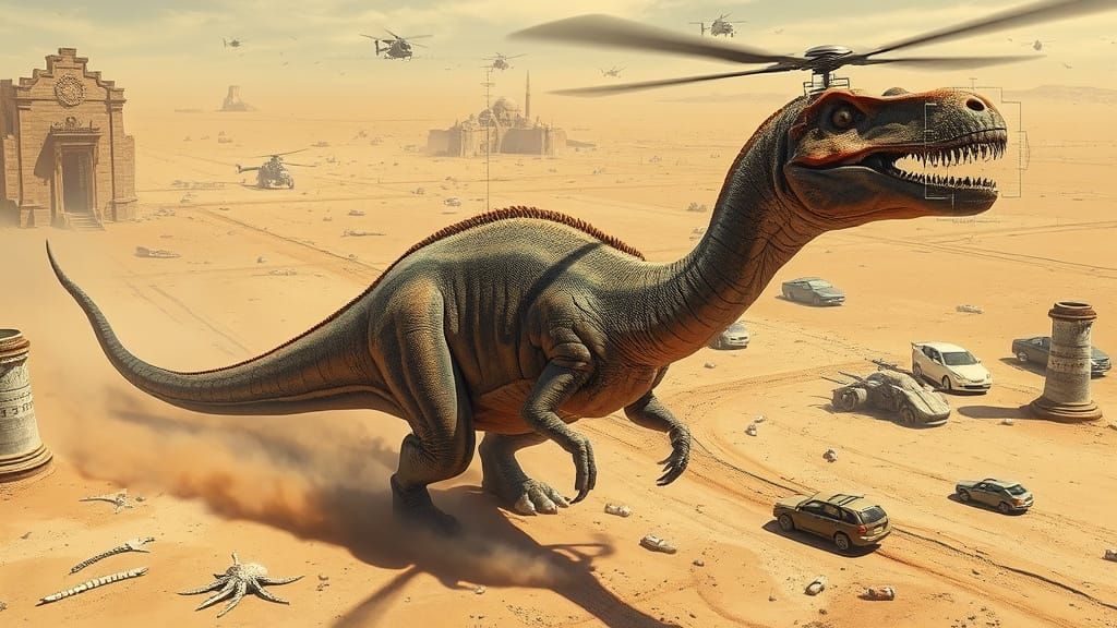Helicopter Over Giganotosaurus