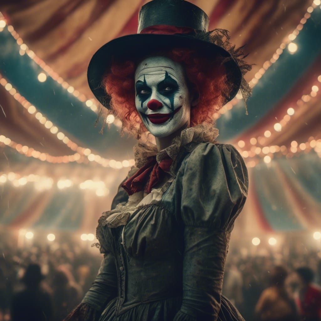 Menacingly Beautiful Clown Beckons to Big Top Circus