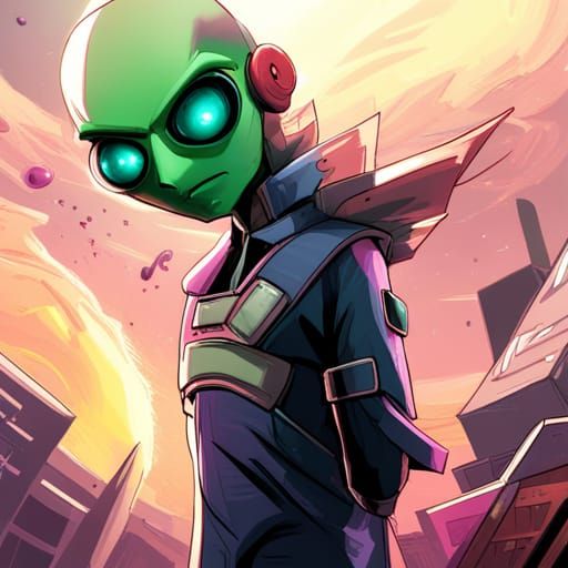 Invader Zim in School: Hyperrealistic Digital Art