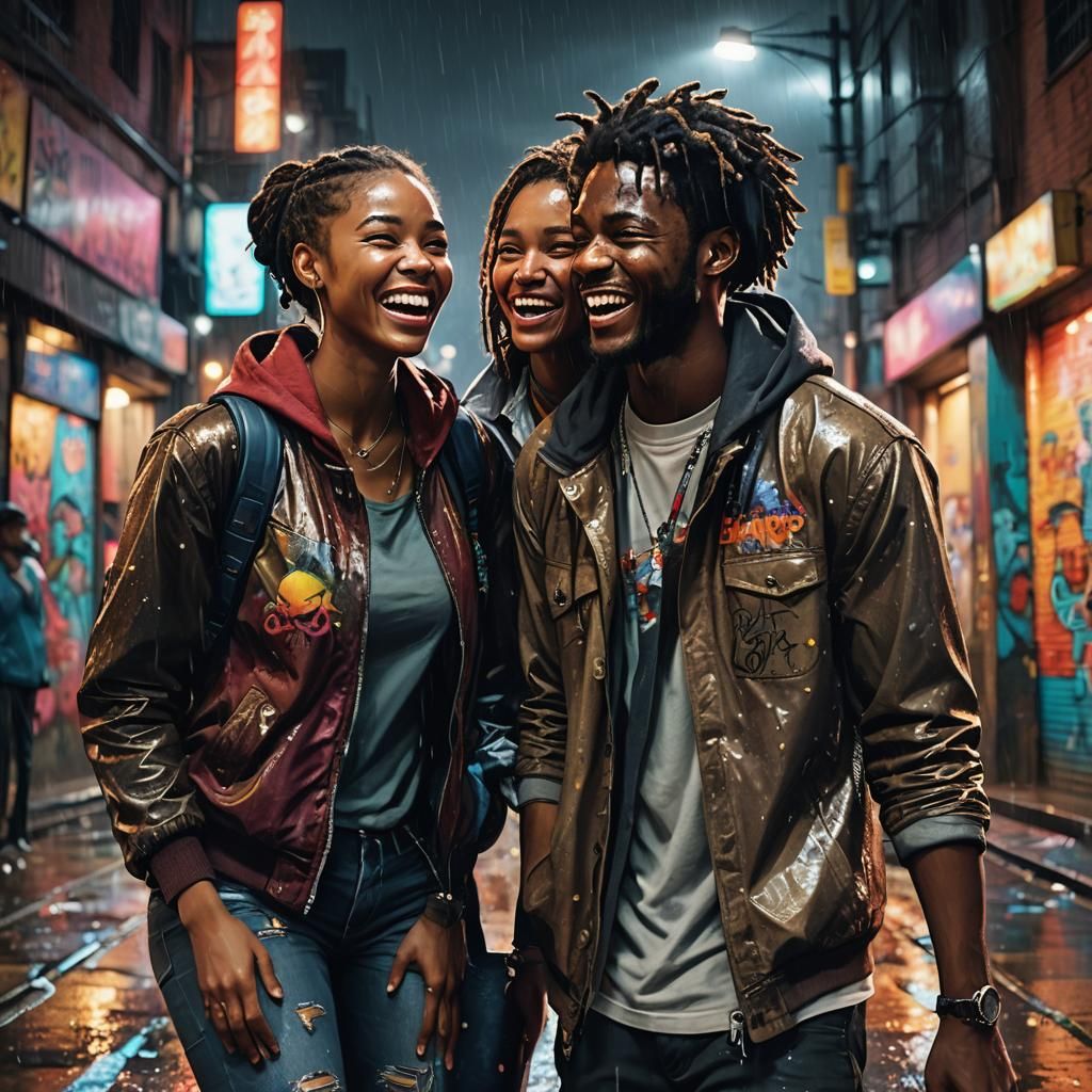 Nightlife Portrait of Lovers in Hyperrealism