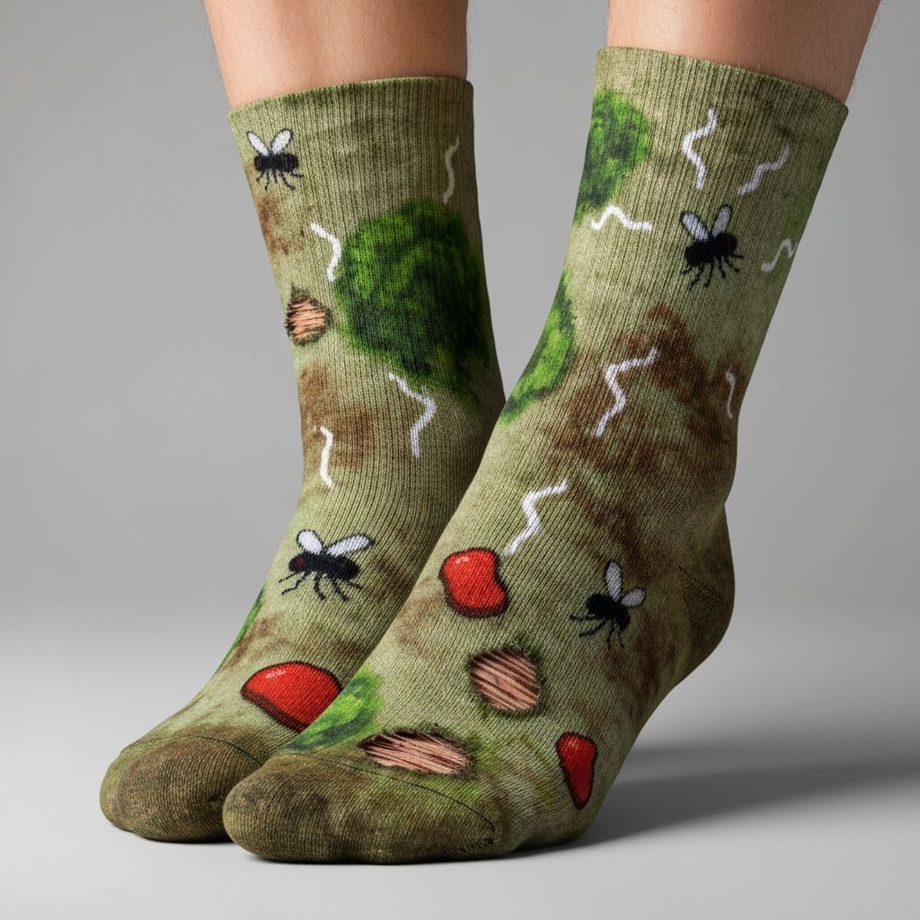 Humorous Disgusting Novelty Socks with Extreme Filth Design
