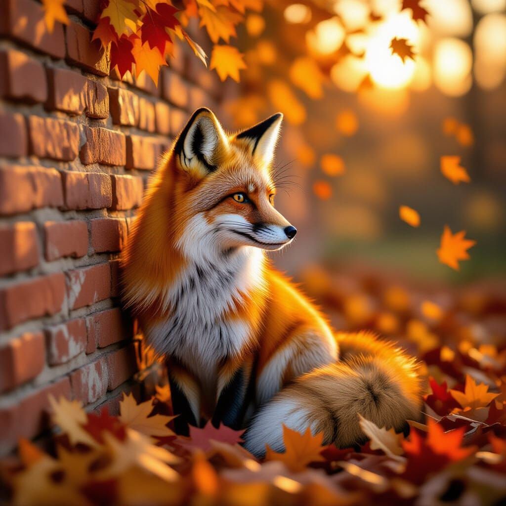 Orange Fox in Warm Autumn Light