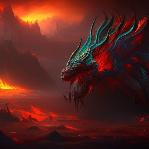 Detailed Matte Painting of Fire and Ice