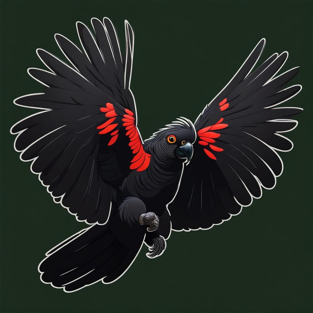 Striking Red-Tailed Black Cockatoo Portrait