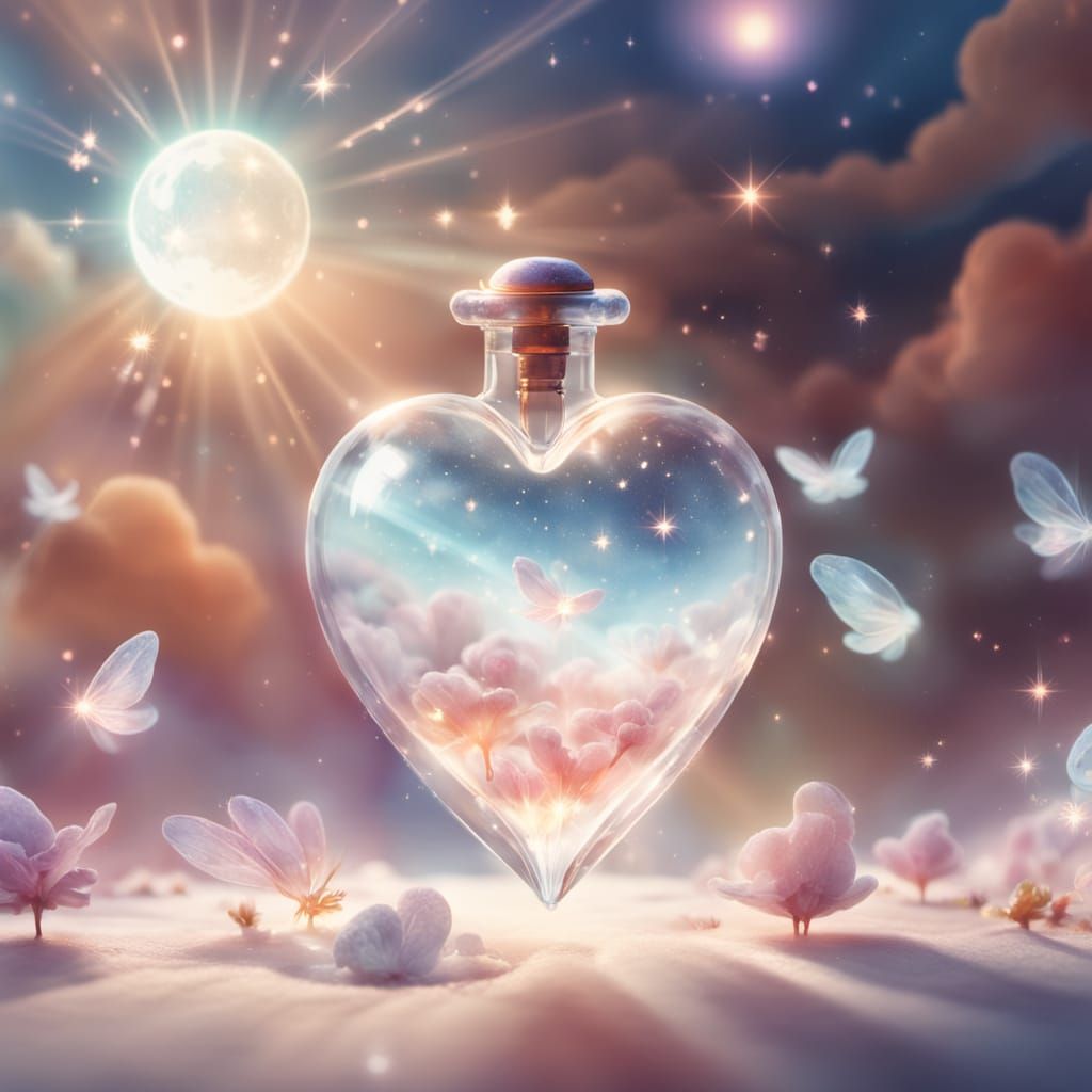 Crystal Heart Vial Filled with Moonlit Stardust