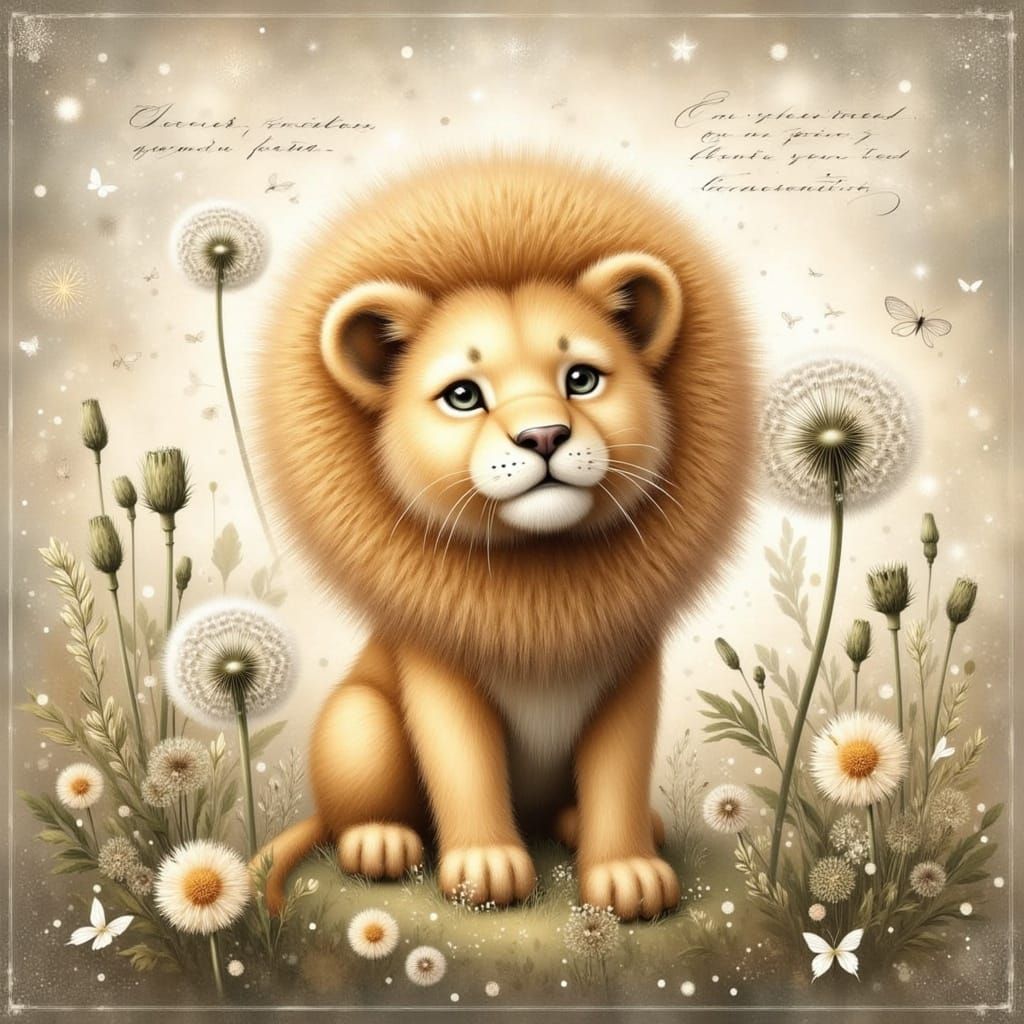 Whimsical Dandelion Lion