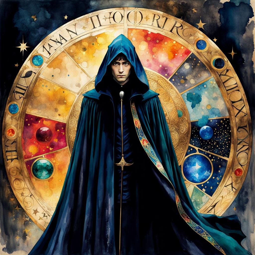 Deathly Hallows in Klimt Inspired Watercolor