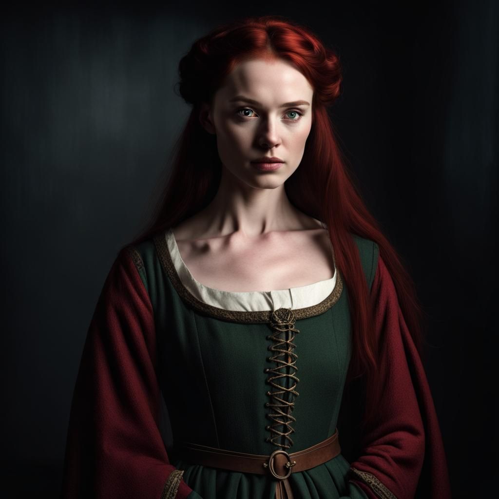 Beautiful Irish Woman in Medieval Clothing