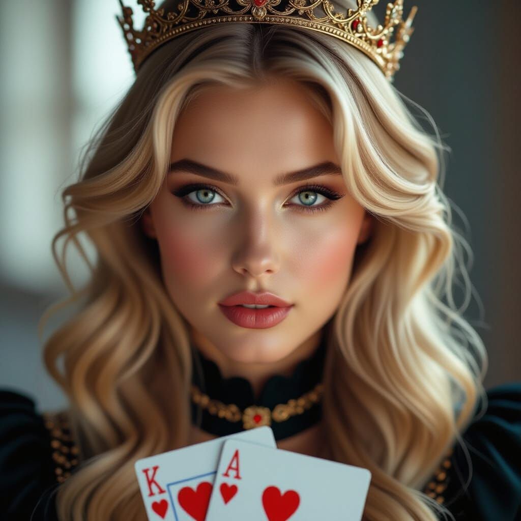 Queen Of Hearts Portrait: Beautiful Blonde Woman