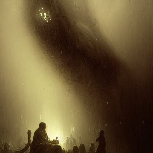 Gothic Horror Saviour in Gustave Doré Style