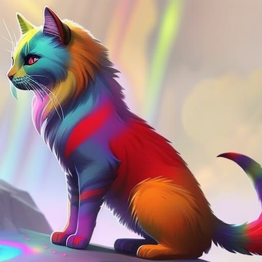Rainbow Cat with Cinematic Lighting