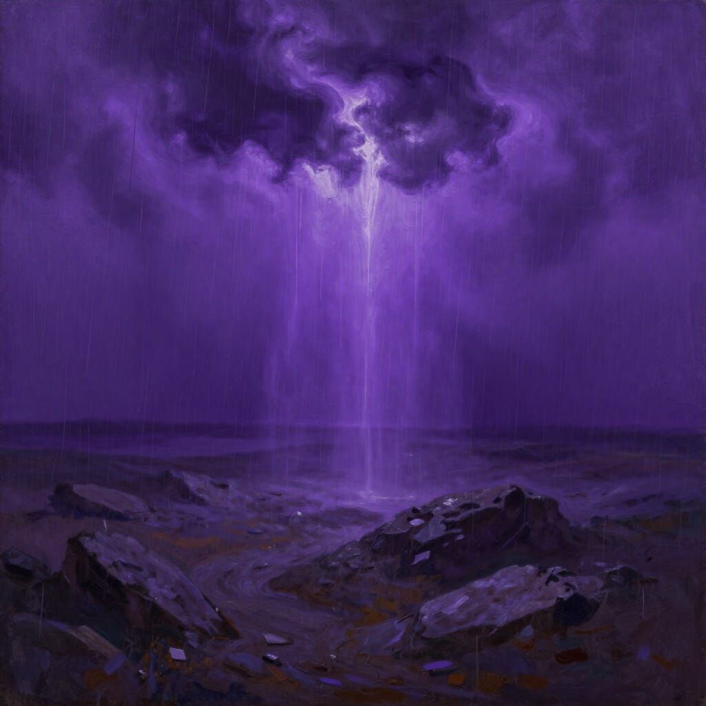 Surreal Landscape With Purple Rain