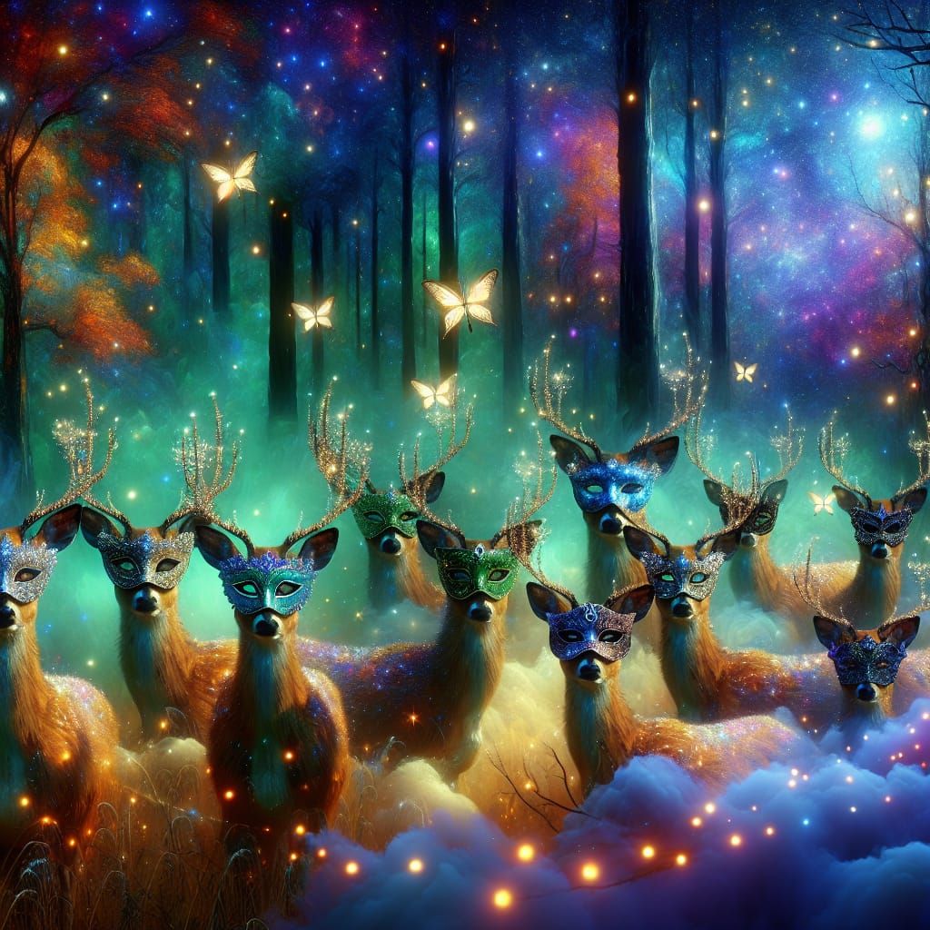 Moonlit Deer in Masquerade