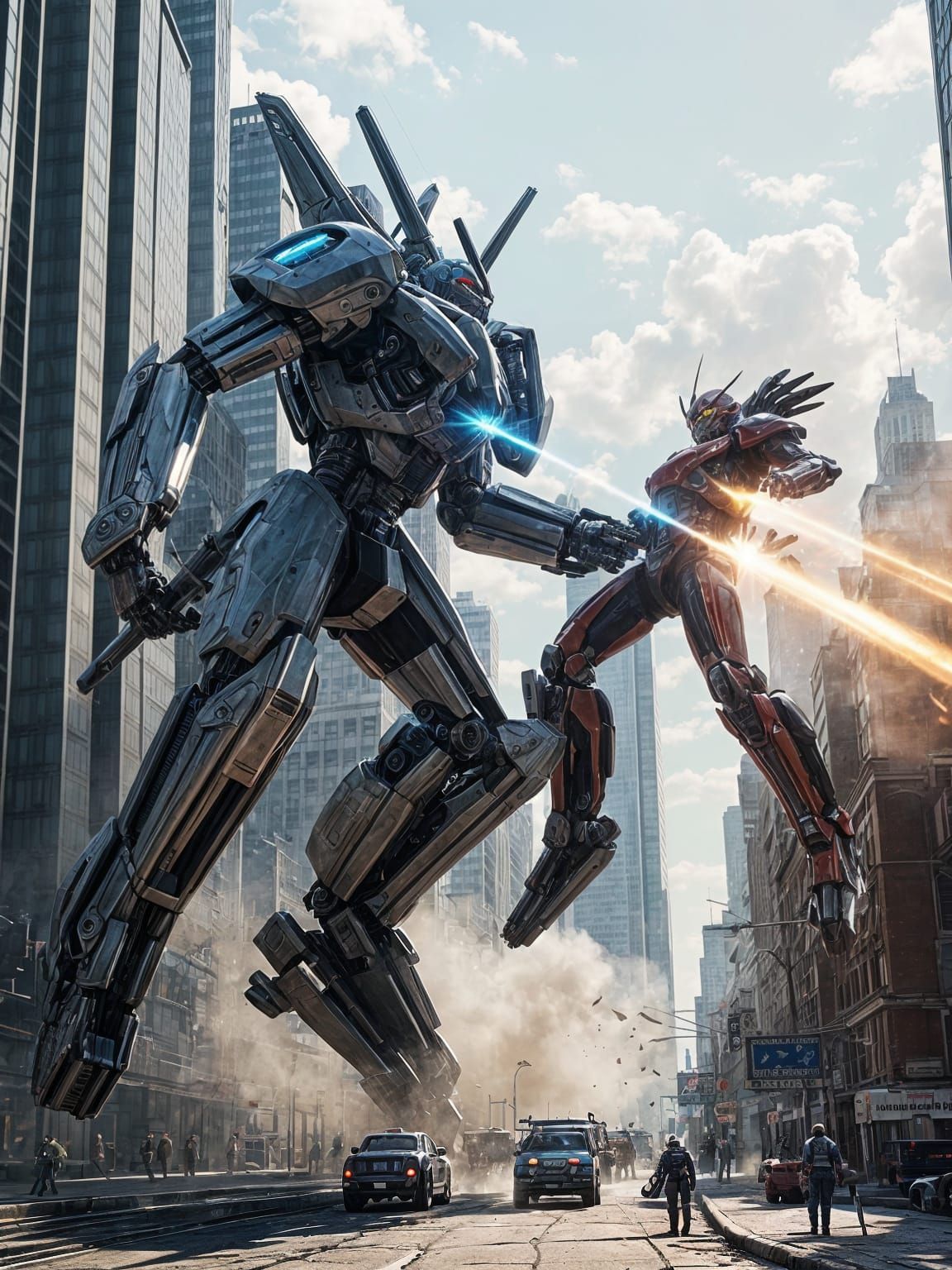 Epic Mecha Battle in Anime Style