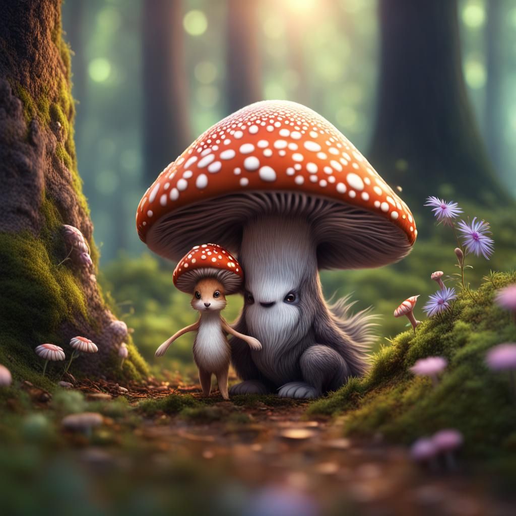 Magical Mushroom Creature Crowns Woodland Friend