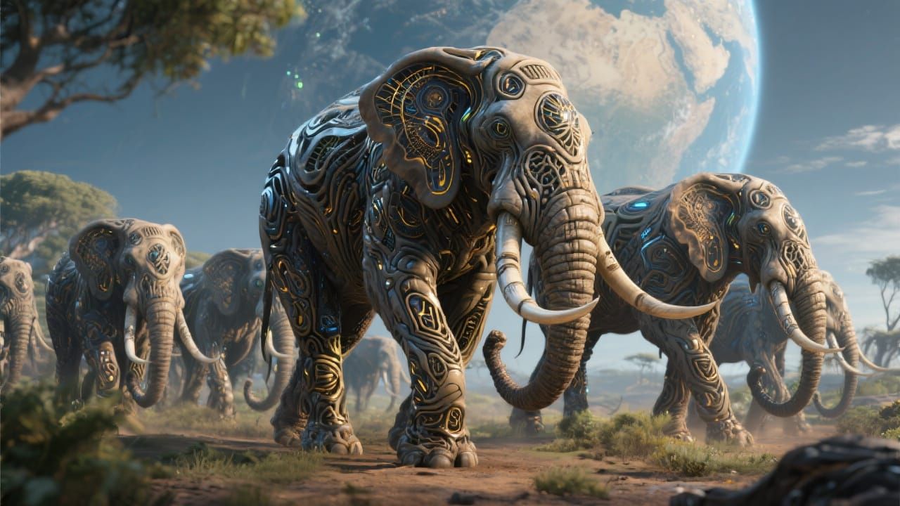 Bio-Organic Alien Elephants on Earth-Like Planet