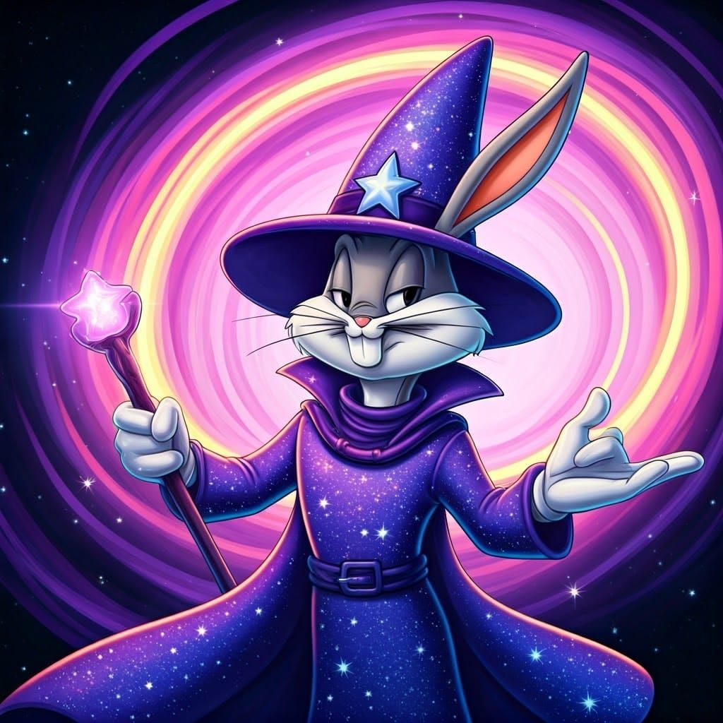 Mystic Bugs Bunny in Purple Attire with Glittering Star Acce...