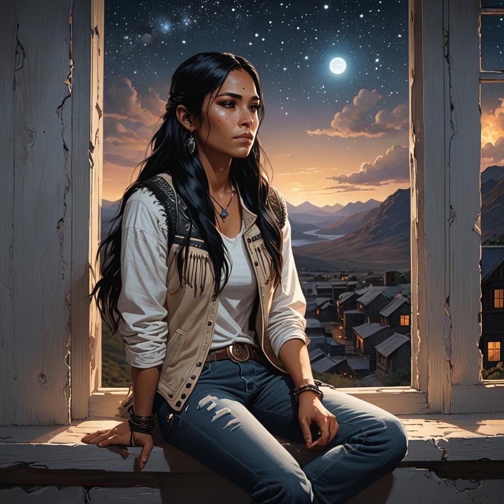 Fantasy Portrait: Native American Stargazer in Matte Paintin...