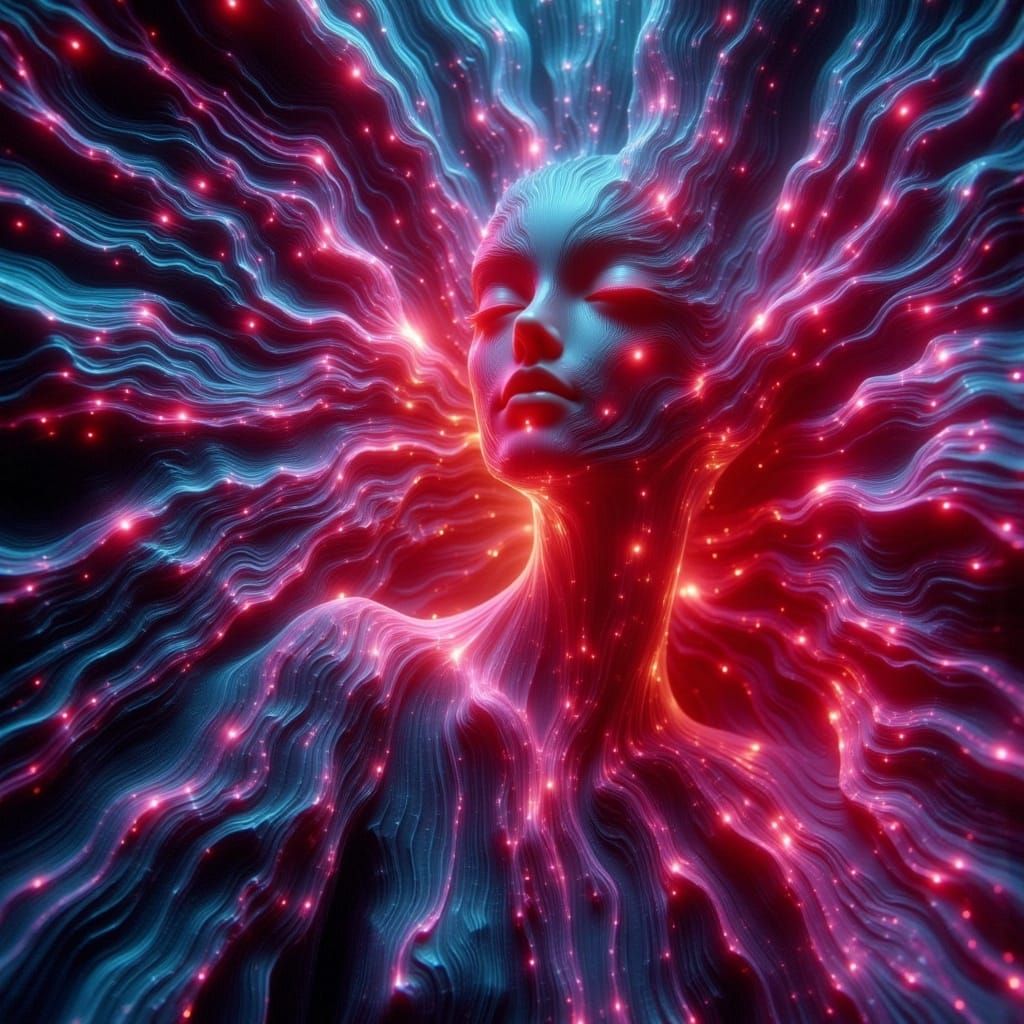 Marble Viaduct Sculpture with Flowing Turquoise Fluid