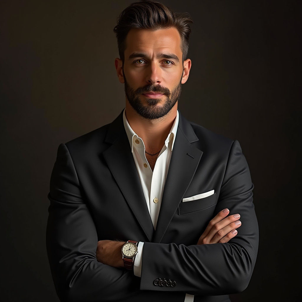 Distinguished Man in Elegant Suit: Realistic Portrait