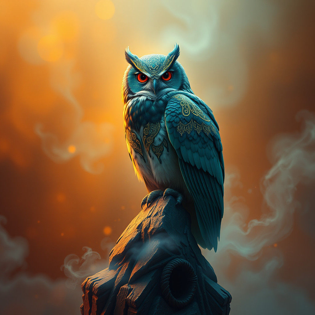 Mammon Owl on Ancient Tome: Matte Painting