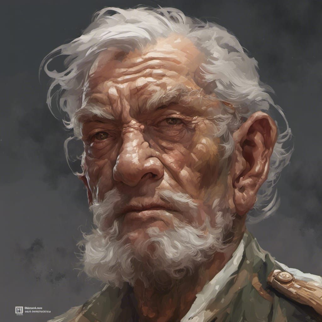 Elderly Marine Portrait in Hyperdetailed Style