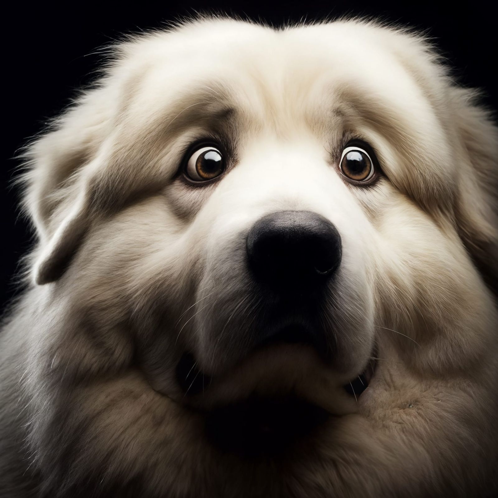Comedic Close-Up of Obese Great Pyrenees