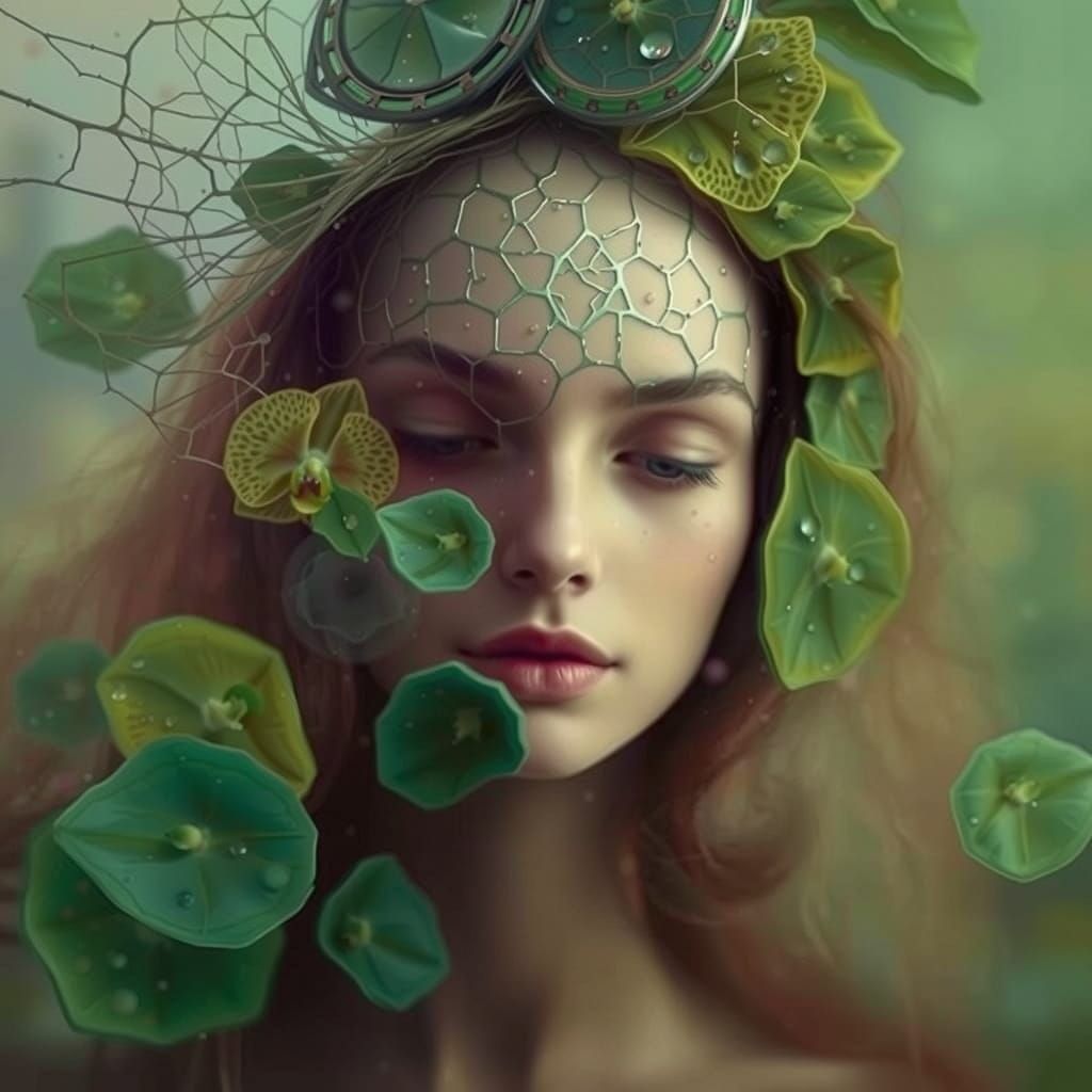 Ethereal Lady in Botanical Dreamscape