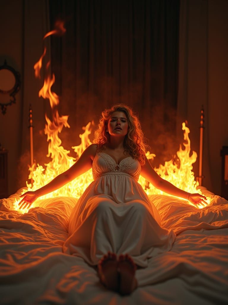 Woman Engulfed in Flames Screaming in Pain