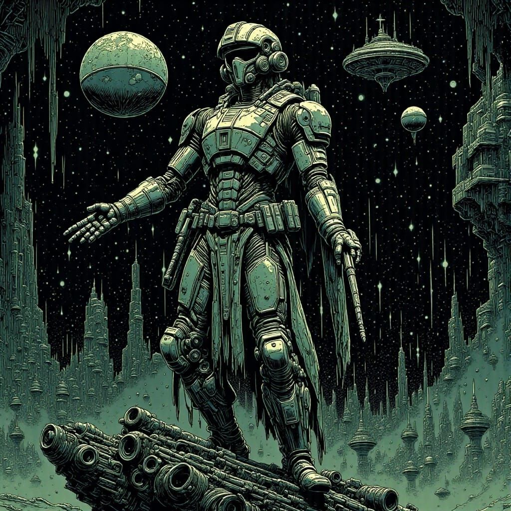 Futuristic Spacecraft in a Dystopian Galaxy