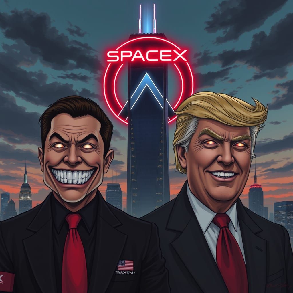 Ominous Dystopian Cityscape in Sinister Neon Glow