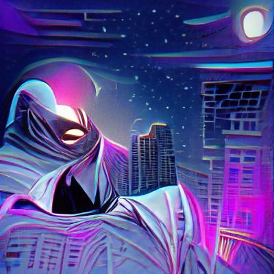 Moon Knight in Synthwave Neon Retro Style