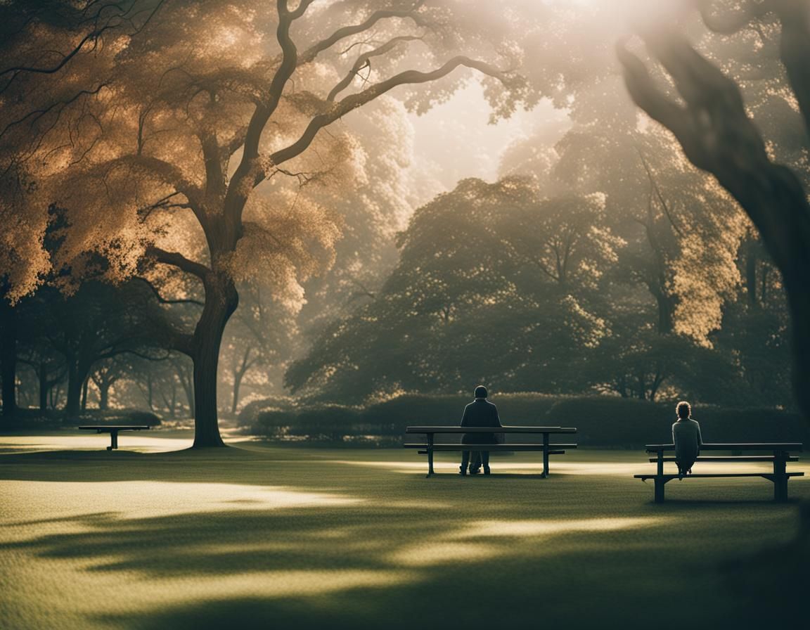 Dramatic Park Scene in Cinematic Style