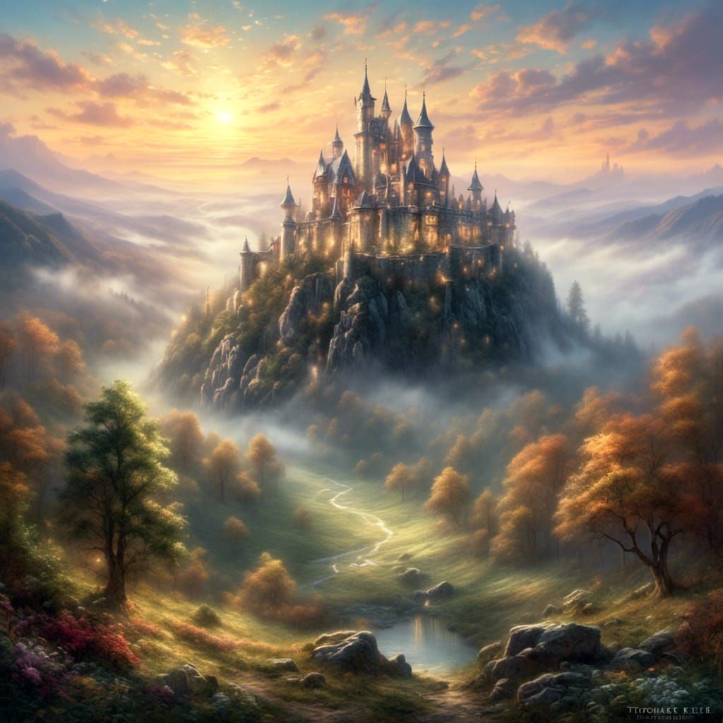 Magical Fairytale Castle in Ethereal Golden Light