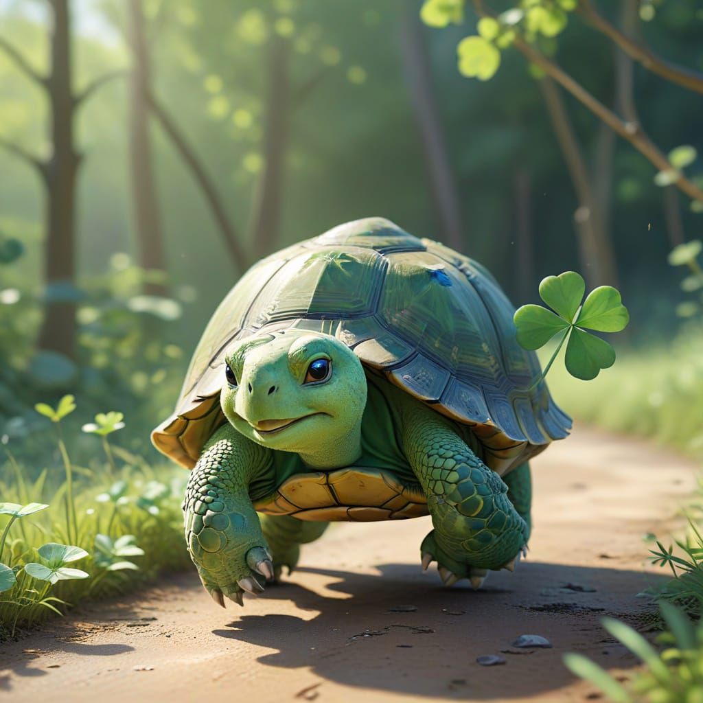 Chibi Tortoise Runner in Vibrant Marathon Attire