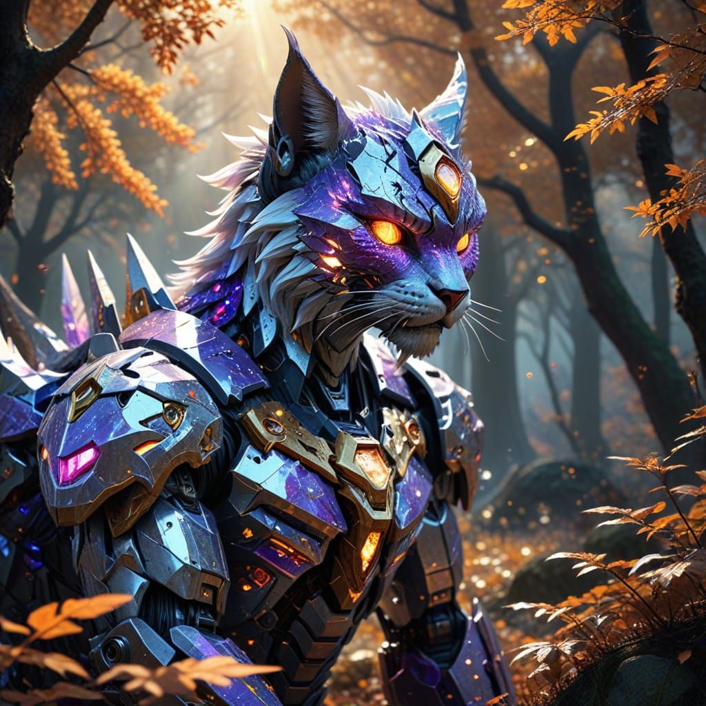 Fantasy Cat Dragon in Autumn Forest