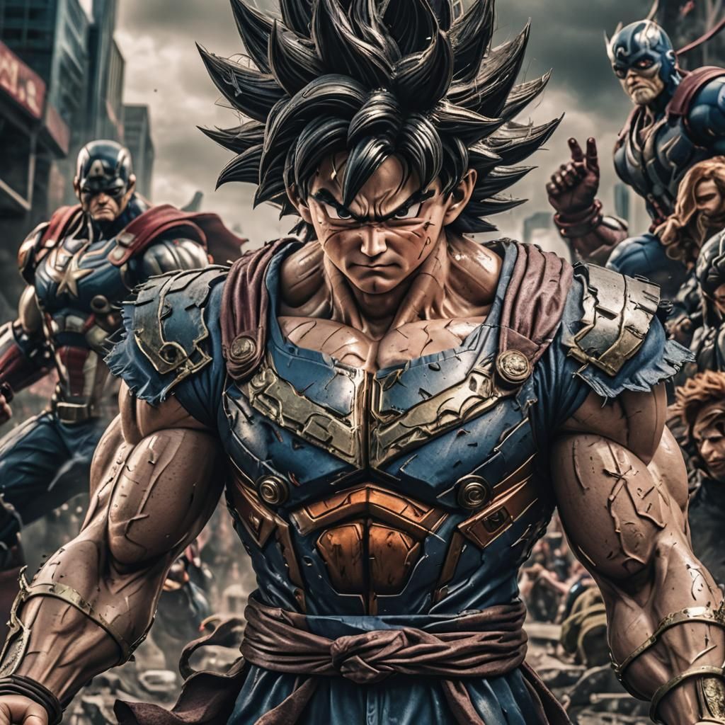 Hyperrealistic Son Goku as an Avenger