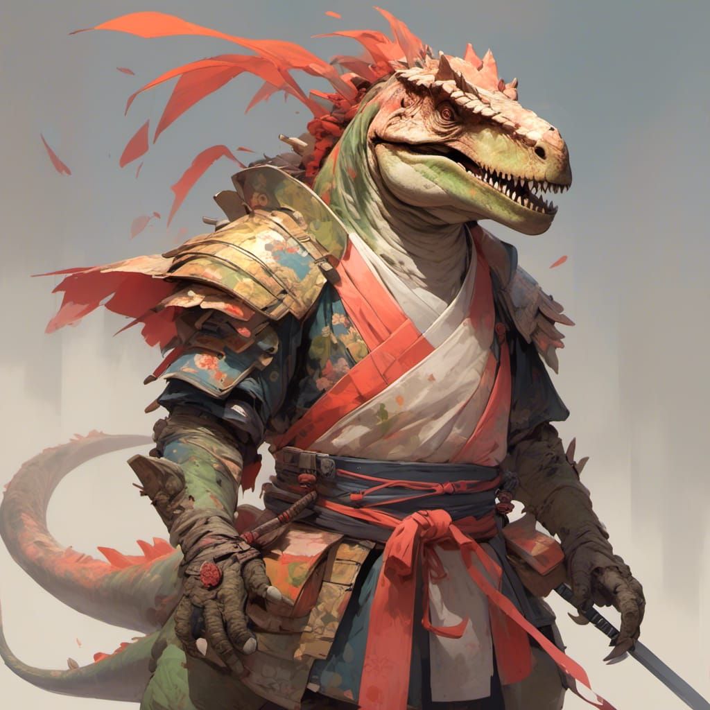 Samurai T-Rex Roars in AniNiji Style