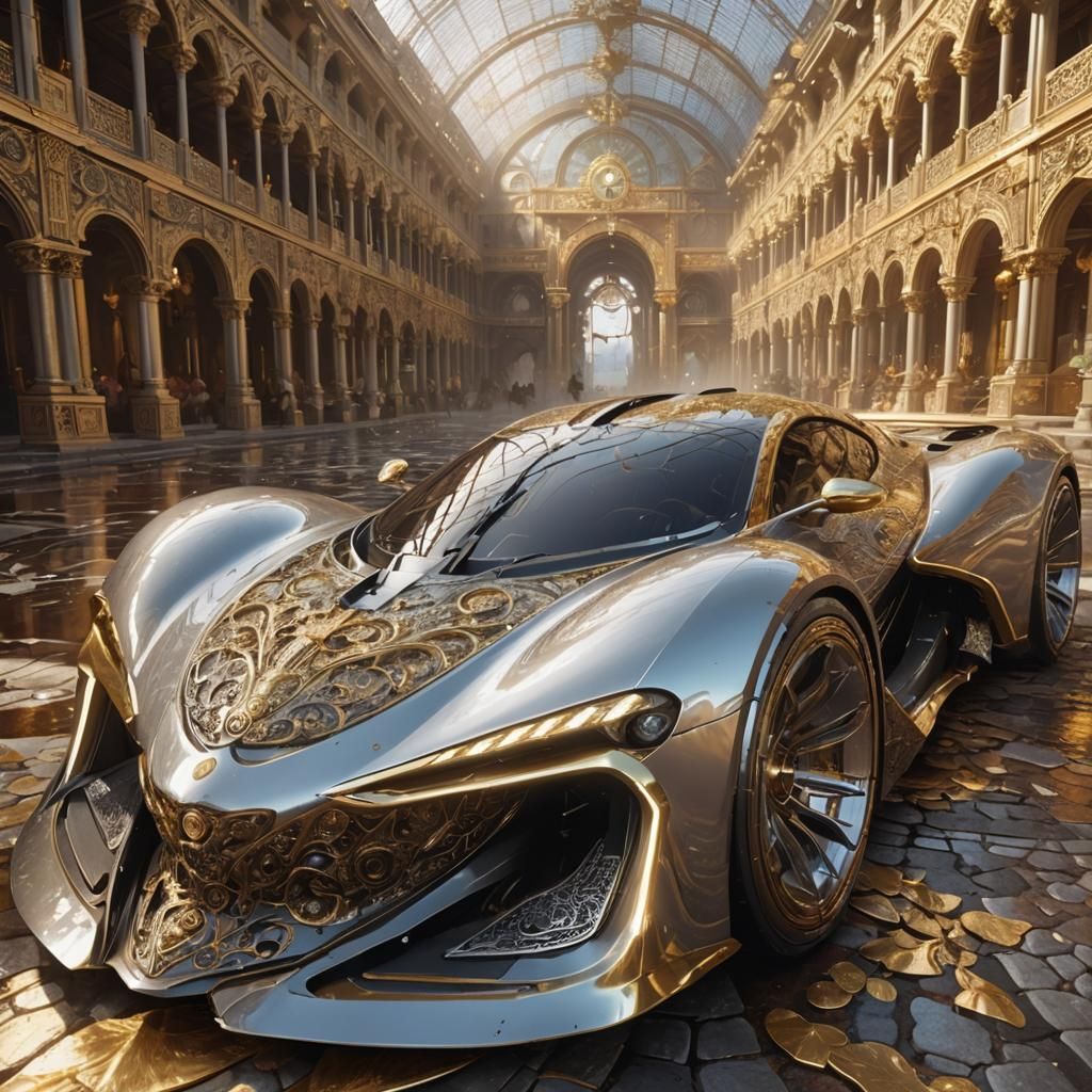 Dark Fantasy Art in Gold and White