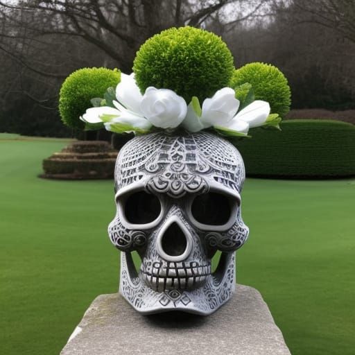 Topiary Skull Sculpture Inspired by Storybook Art
