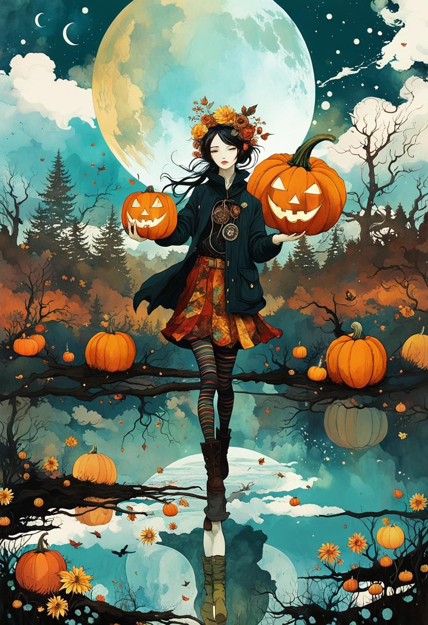 Peace and Pumpkin Spice: A Whimsical Digital Collage