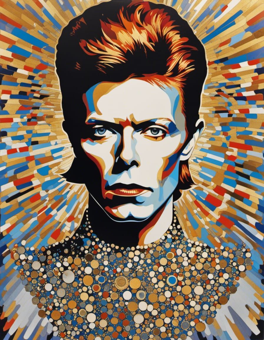 Sparkling Collage of David Bowie Portrait