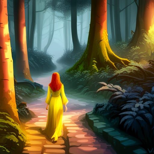 Red-Haired Girl Emerges from Misty Cotswolds Forest