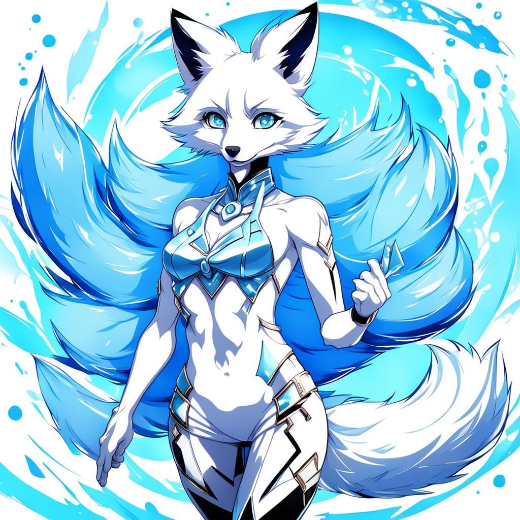 Anime Fox Girl with Blue Eyes