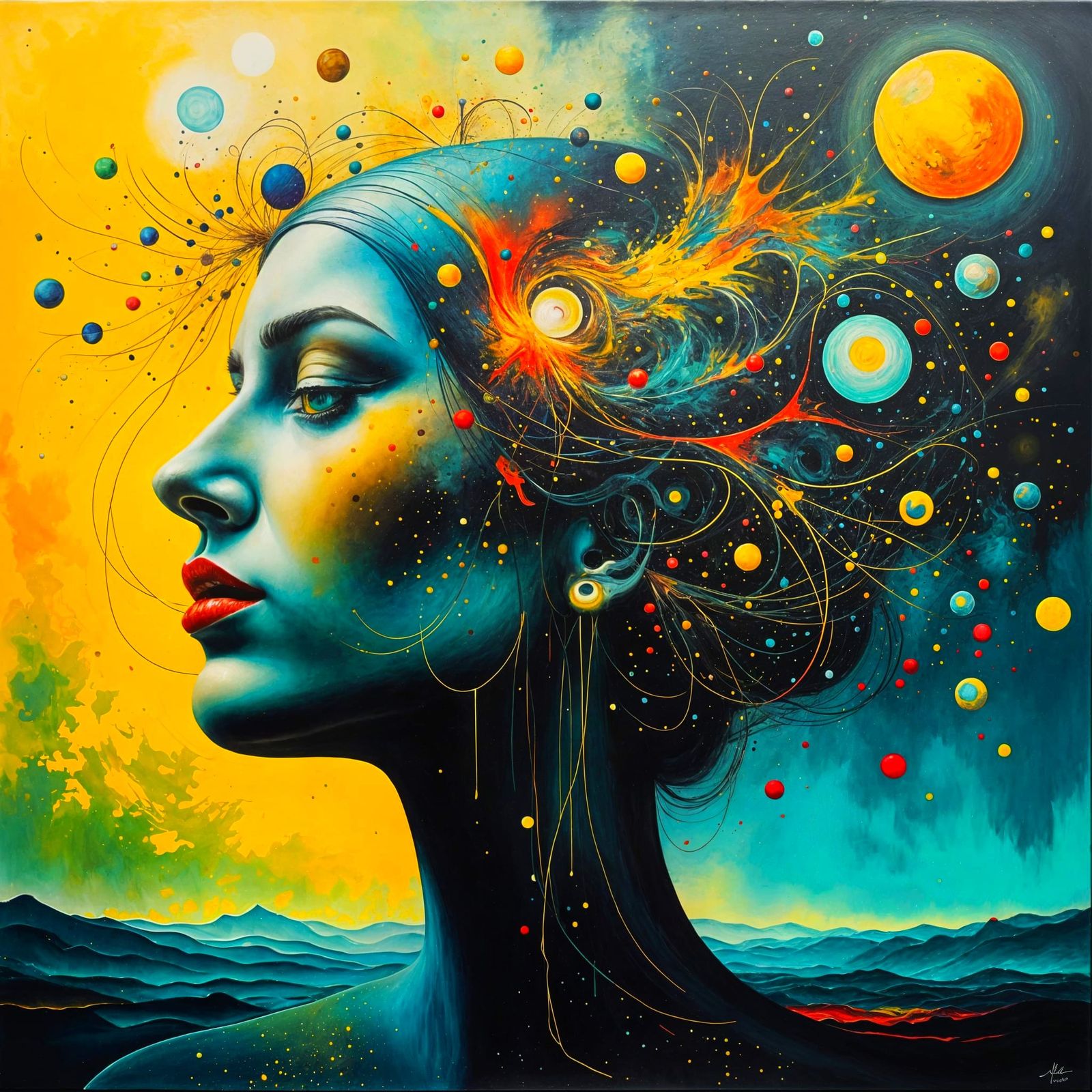 Impasto Expressionist Painting of Chaotic Thoughts